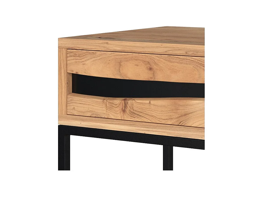 Table de chevet en bois d'acacia et métal, 1 tiroir et 1 étagère - Alabama