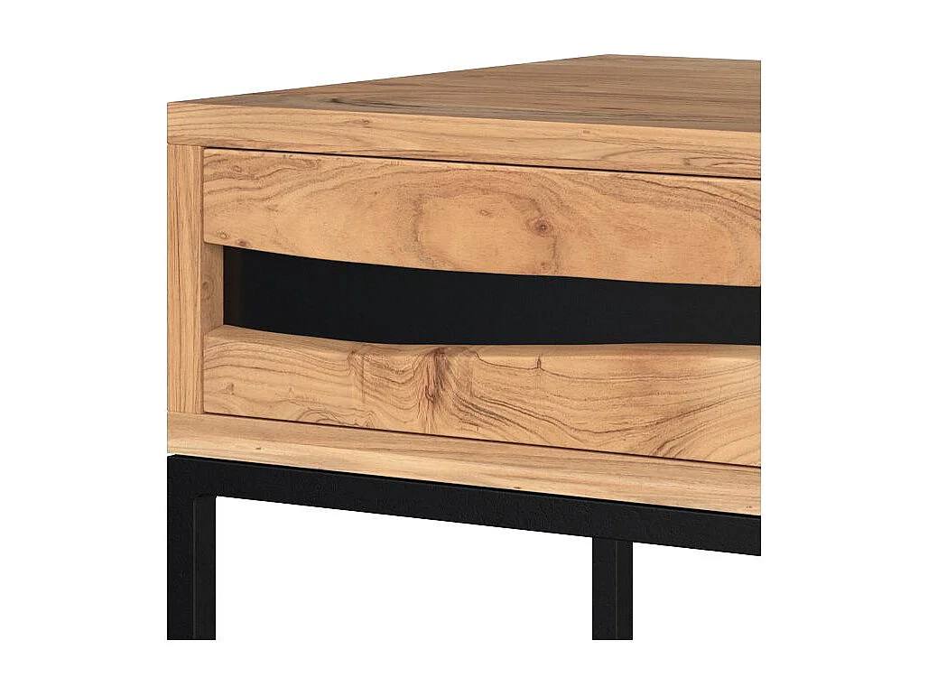Table de chevet en bois d'acacia et métal, 1 tiroir et 1 étagère - Alabama