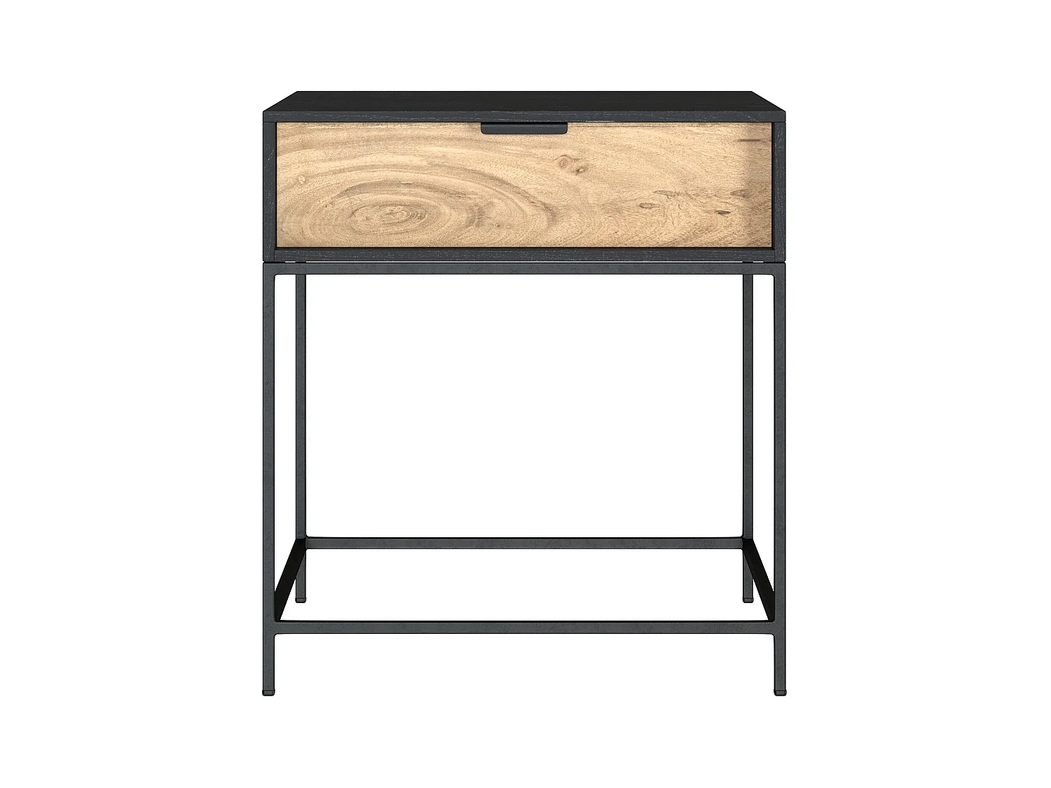Comodino a 1 cassetto in legno d'acacia e metallo nero - Jakson