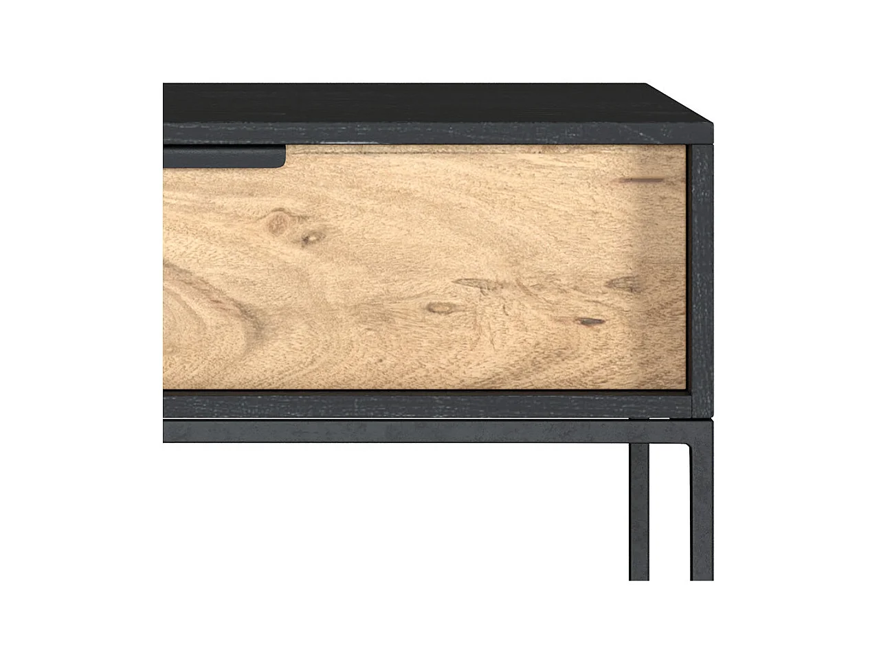 Comodino a 1 cassetto in legno d'acacia e metallo nero - Jakson