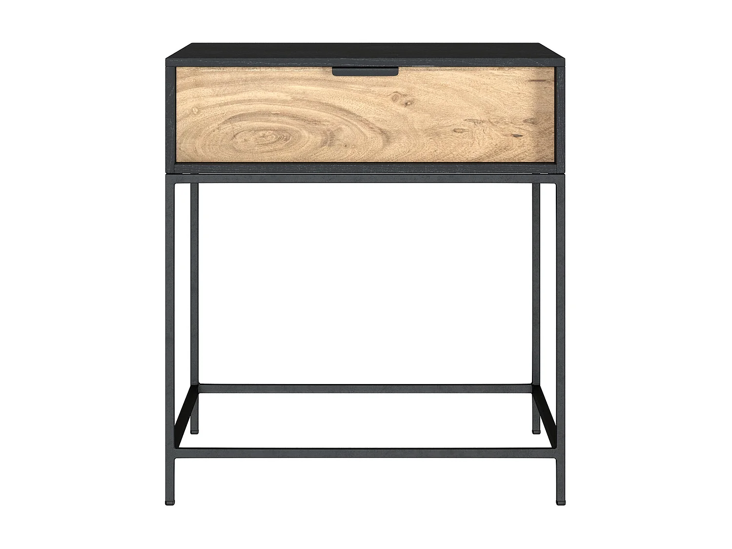 Table de chevet 1 tiroir en bois d'acacia et métal noir - Jakson