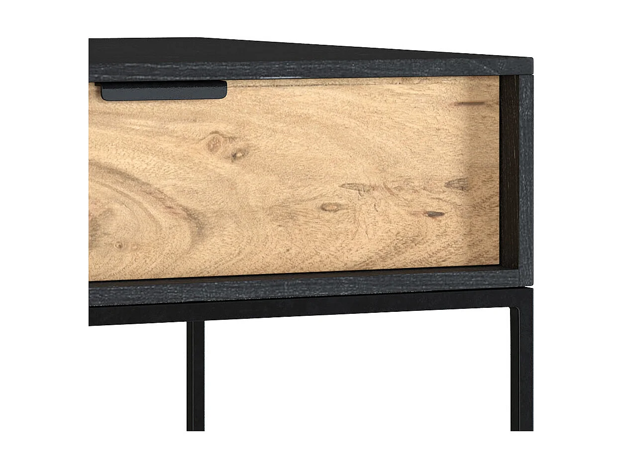 Table de chevet 1 tiroir en bois d'acacia et métal noir - Jakson