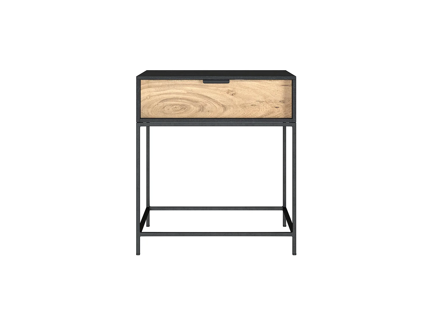 Table de chevet 1 tiroir en bois d'acacia et métal noir - Jakson
