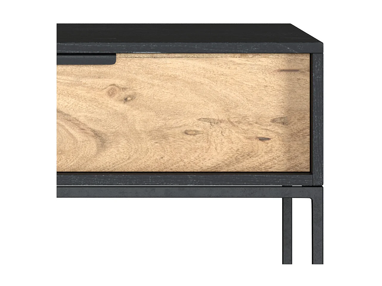 Table de chevet 1 tiroir en bois d'acacia et métal noir - Jakson