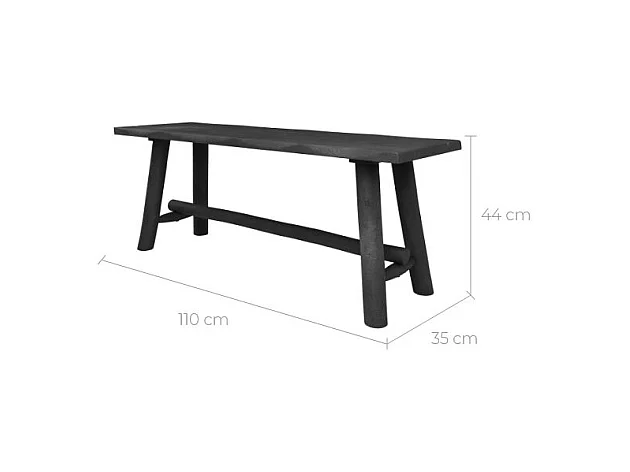 Banc noir en bois de manguier 110 cm - Toxis