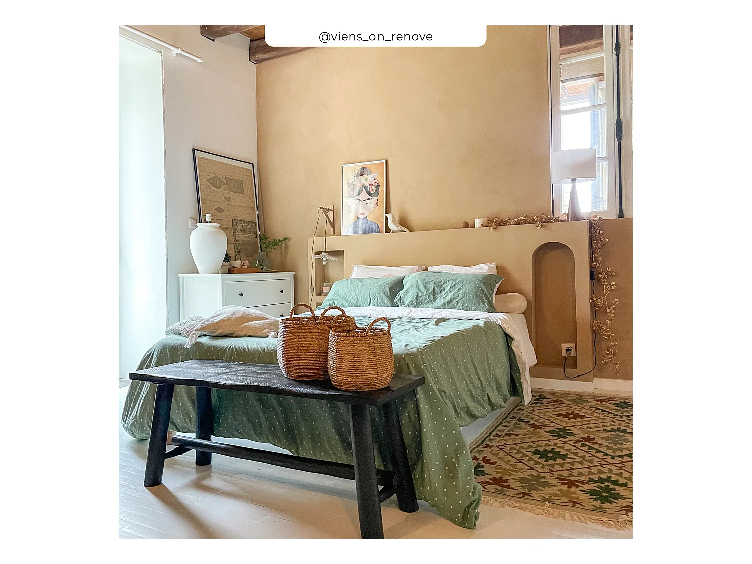 Banc noir en bois de manguier 110 cm - Toxis