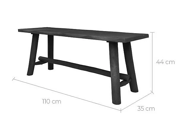 Panca nera in legno di mango 110 cm - Toxis