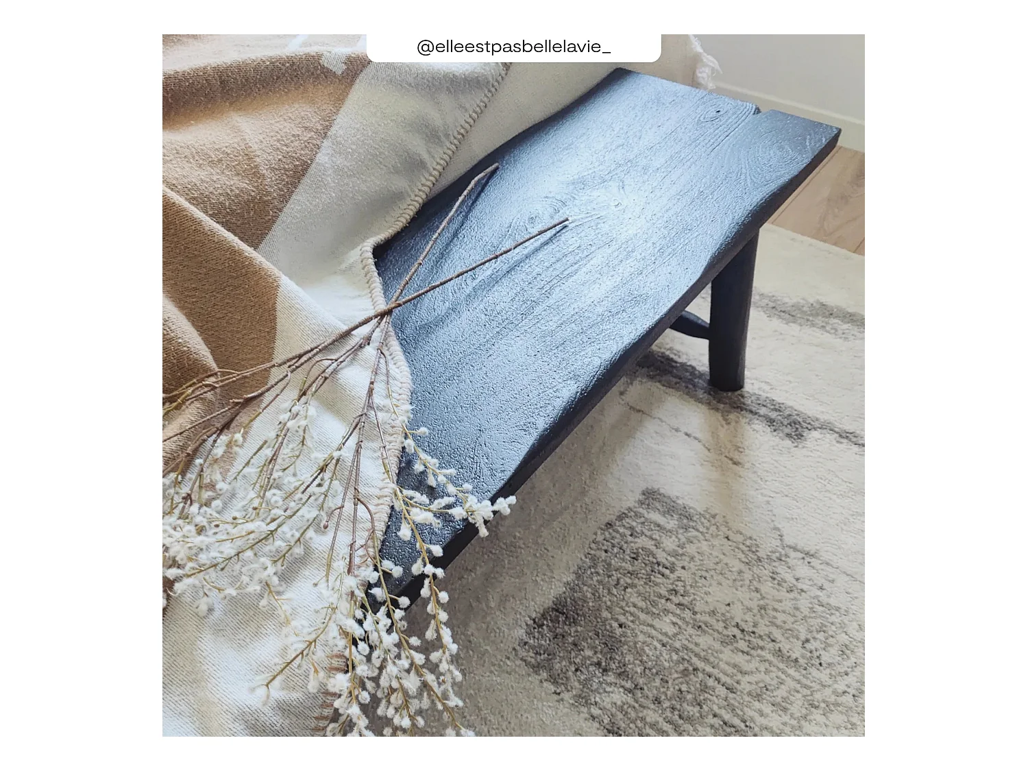 Banc noir en bois de manguier 145 cm - Toxis