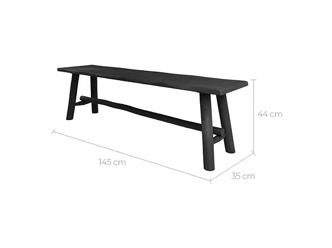 Banc noir en bois de manguier 145 cm - Toxis