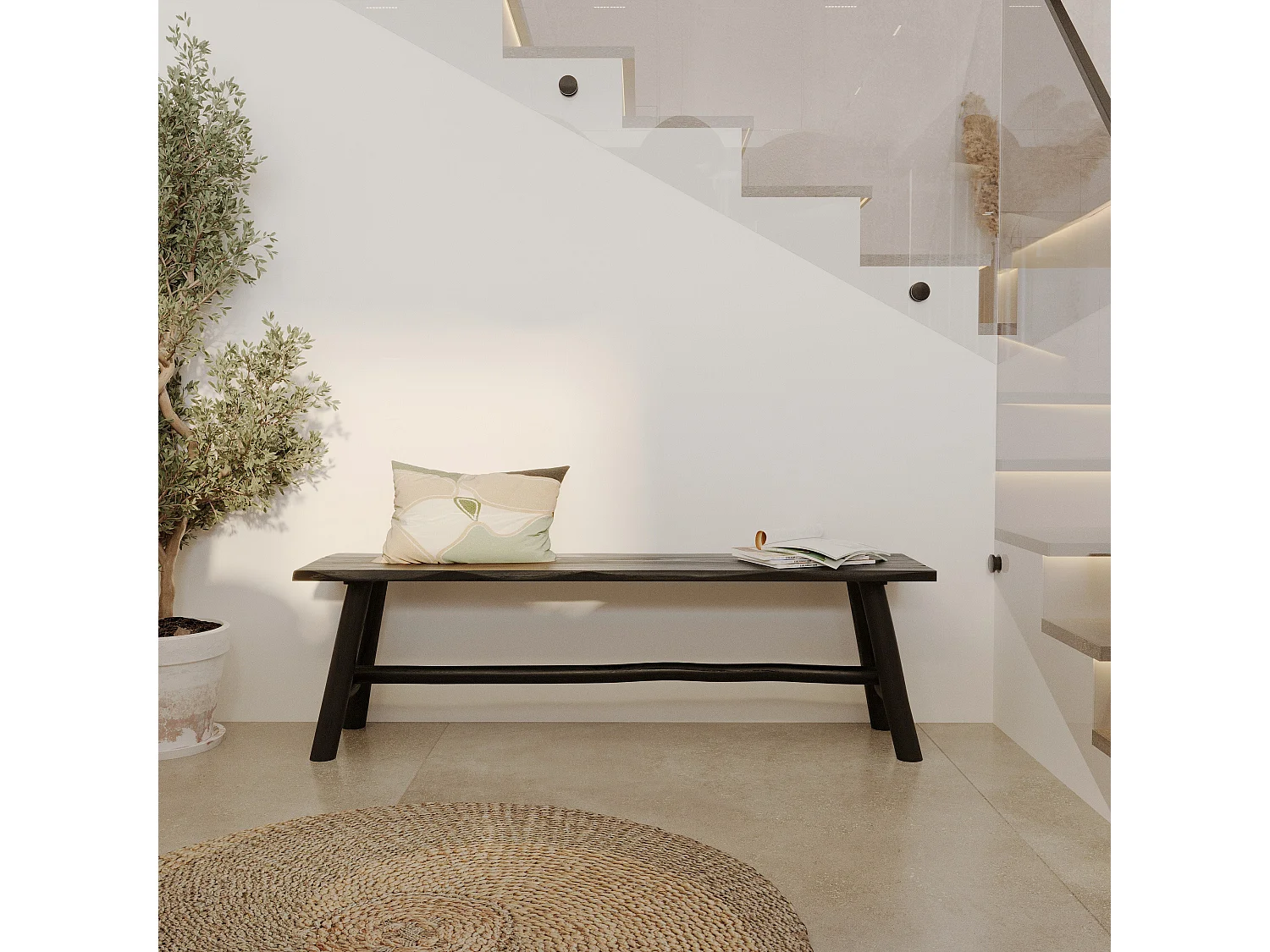 Banco negro de madera de mango 145 cm - Toxis