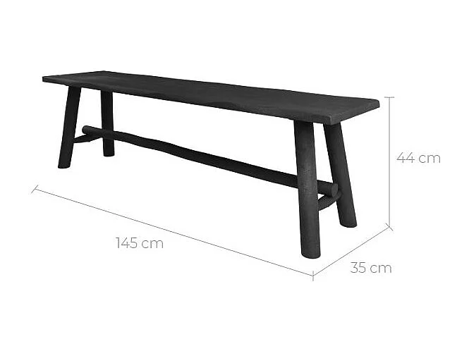 Banco negro de madera de mango 145 cm - Toxis