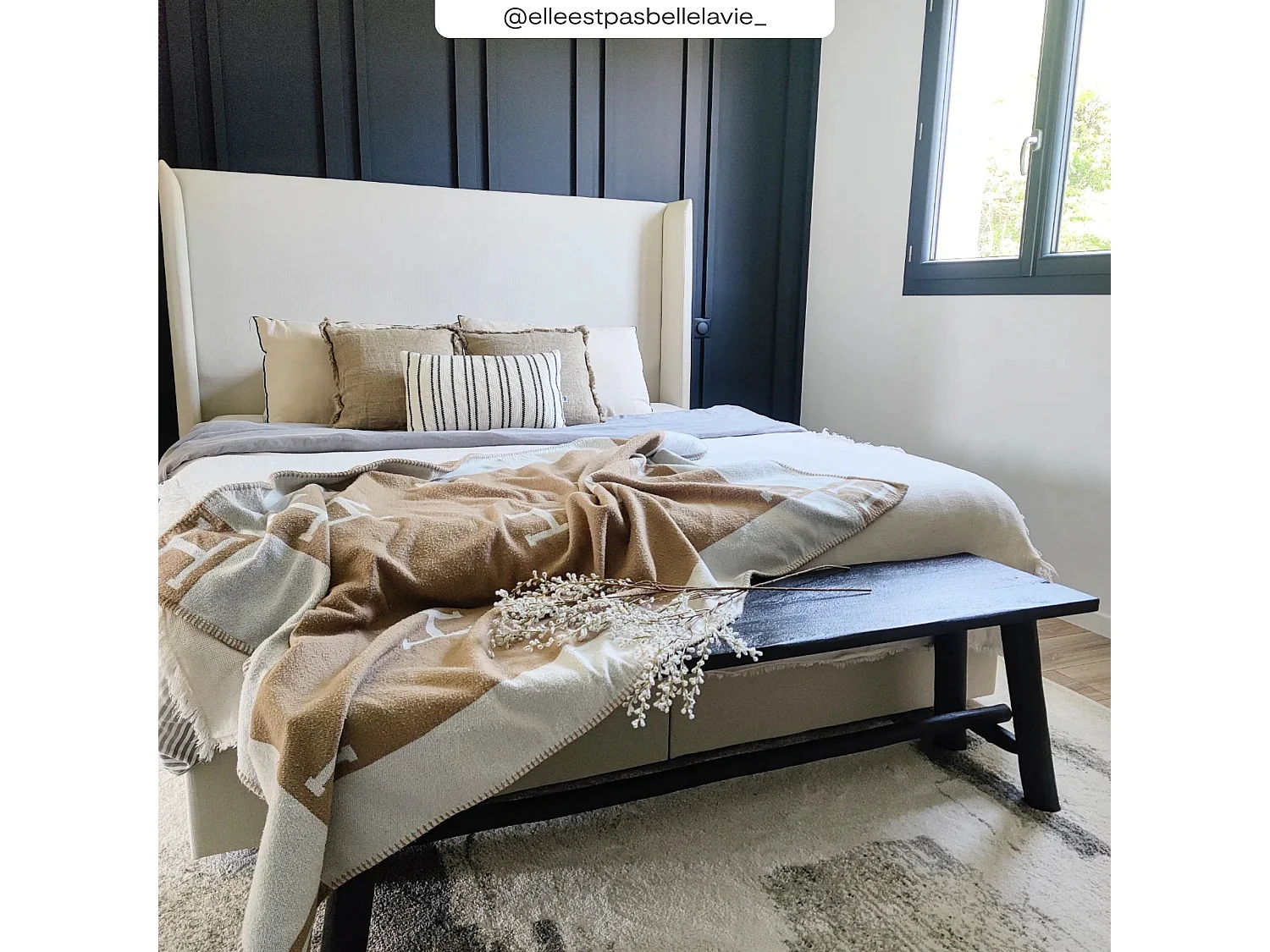 Banco negro de madera de mango 145 cm - Toxis