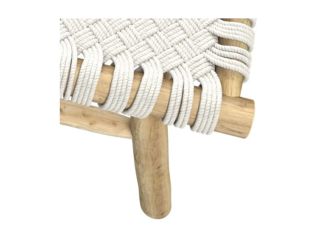 Banco de 2 plazas de 90 cm tejido de macramé y rama de teca - Kira