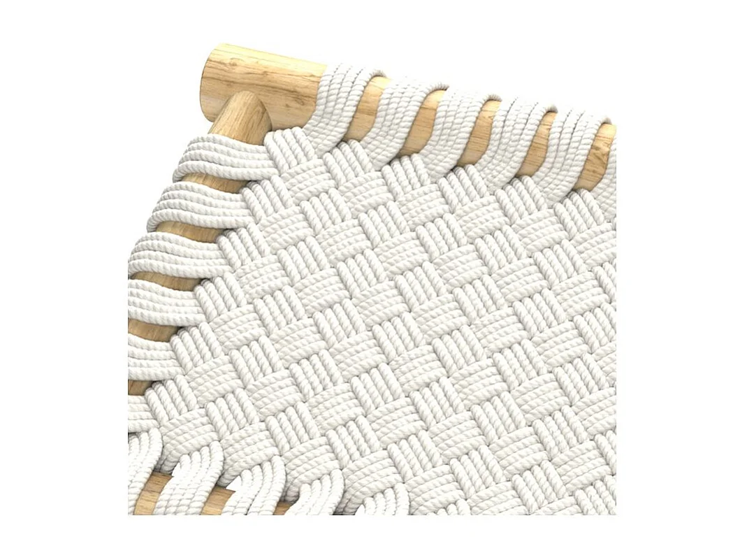 Banc 2 places 90 cm tressé en macramé et branche de teck - Kira