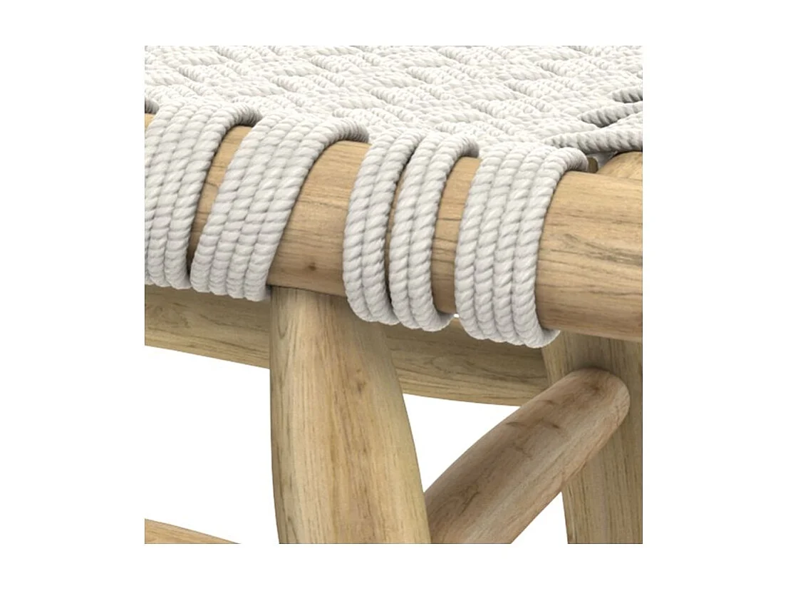 Banc 2 places 90 cm tressé en macramé et branche de teck - Kira