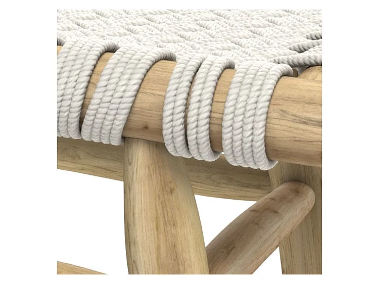 Banc 2 places 90 cm tressé en macramé et branche de teck - Kira