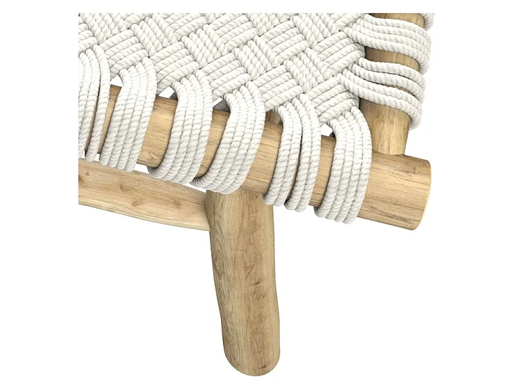 Banc 2 places 90 cm tressé en macramé et branche de teck - Kira