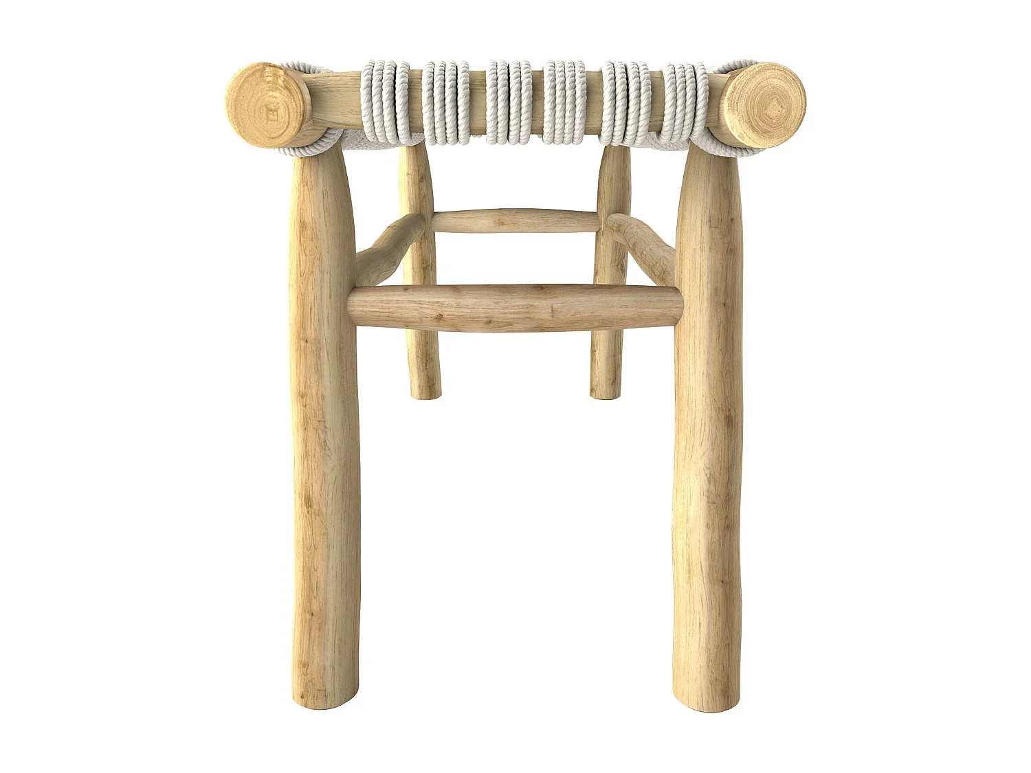 Banc 2 places 90 cm tressé en macramé et branche de teck - Kira