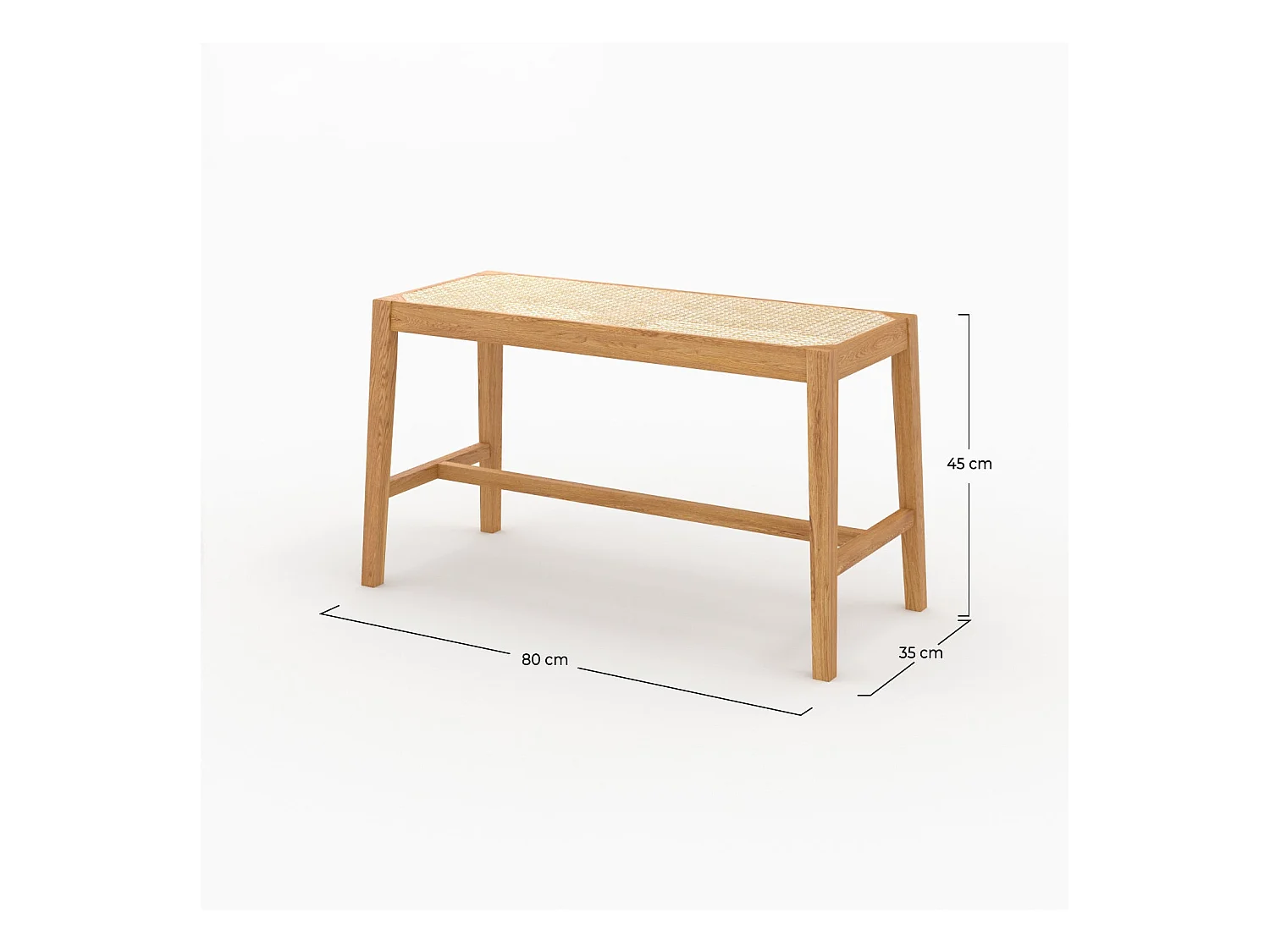 Banco de 2 plazas de roble macizo y caña - Kappa