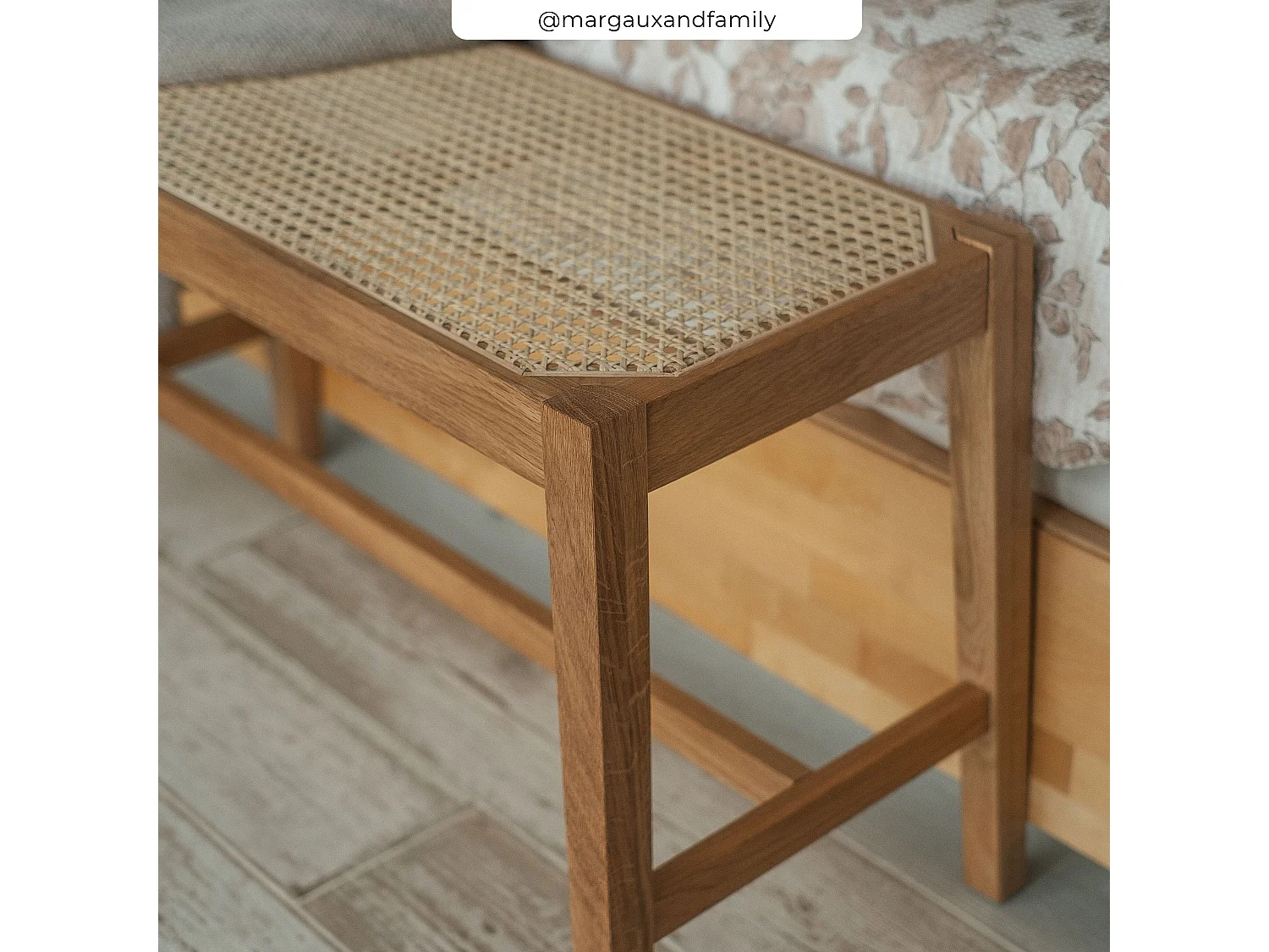 Banco de 2 plazas de roble macizo y caña - Kappa