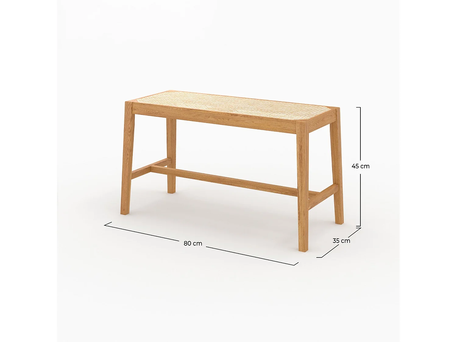 Banc 2 places en bois de chêne massif et cannage - Kappa