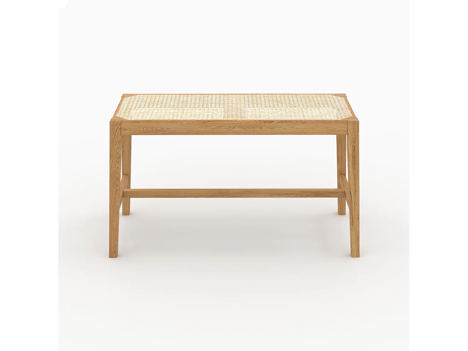 Banc 2 places en bois de chêne massif et cannage - Kappa