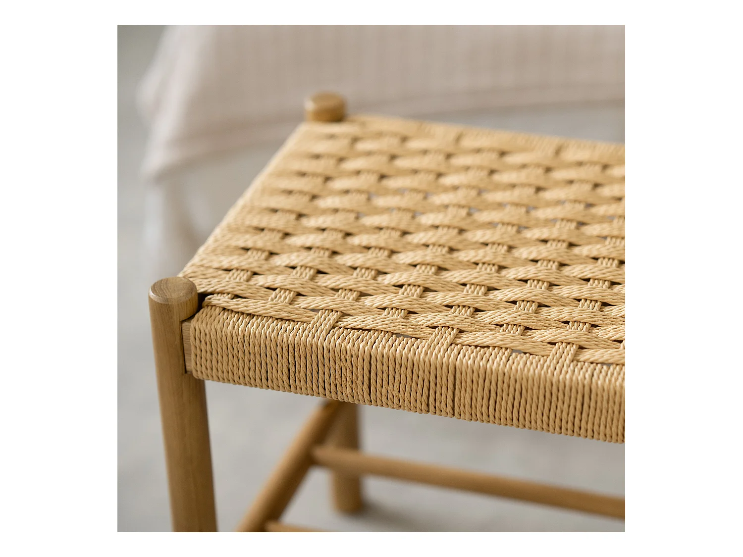 Banco de 2 plazas en roble macizo con trenzado - Kepler