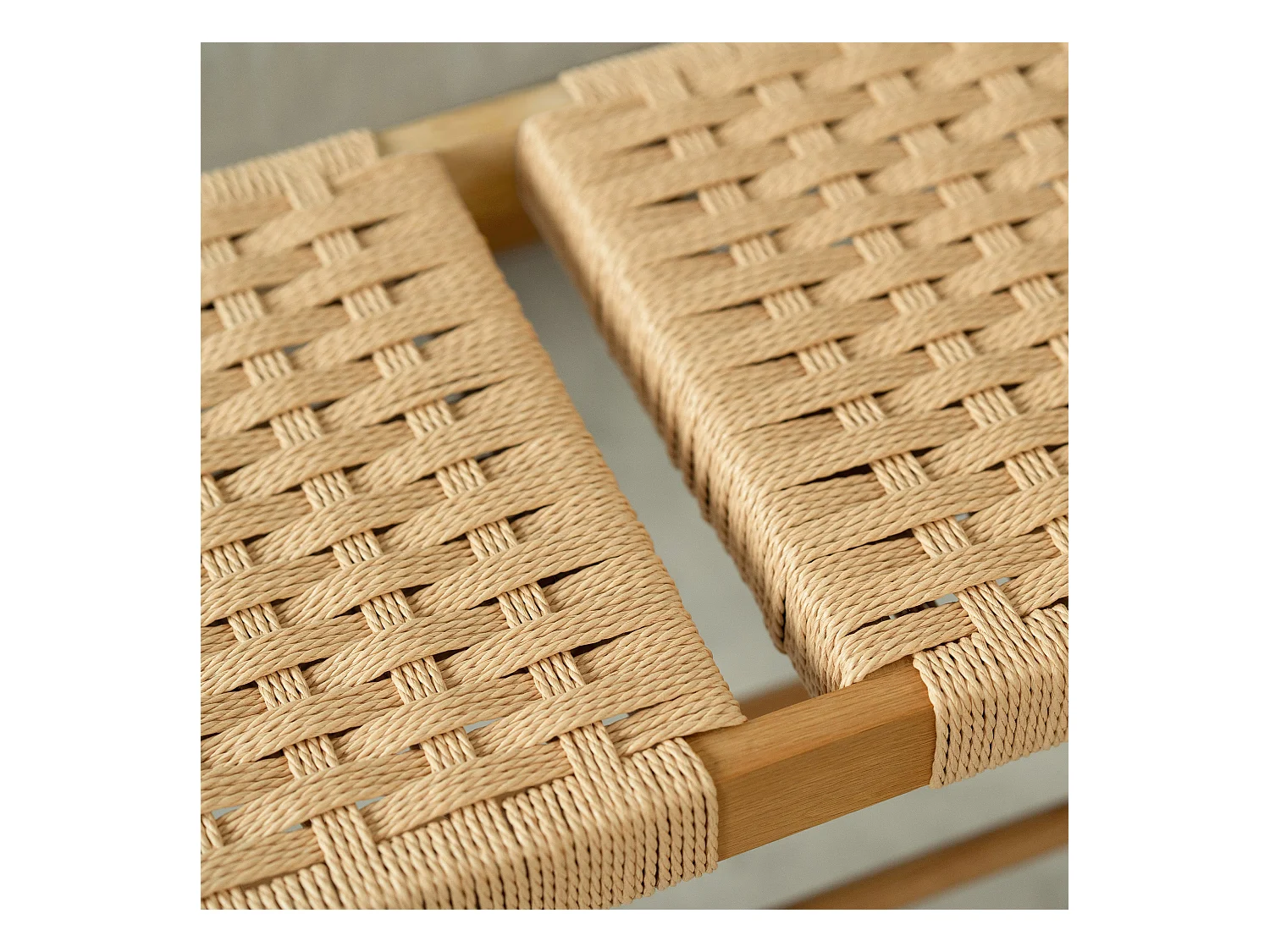 Banco de 2 plazas en roble macizo con trenzado - Kepler