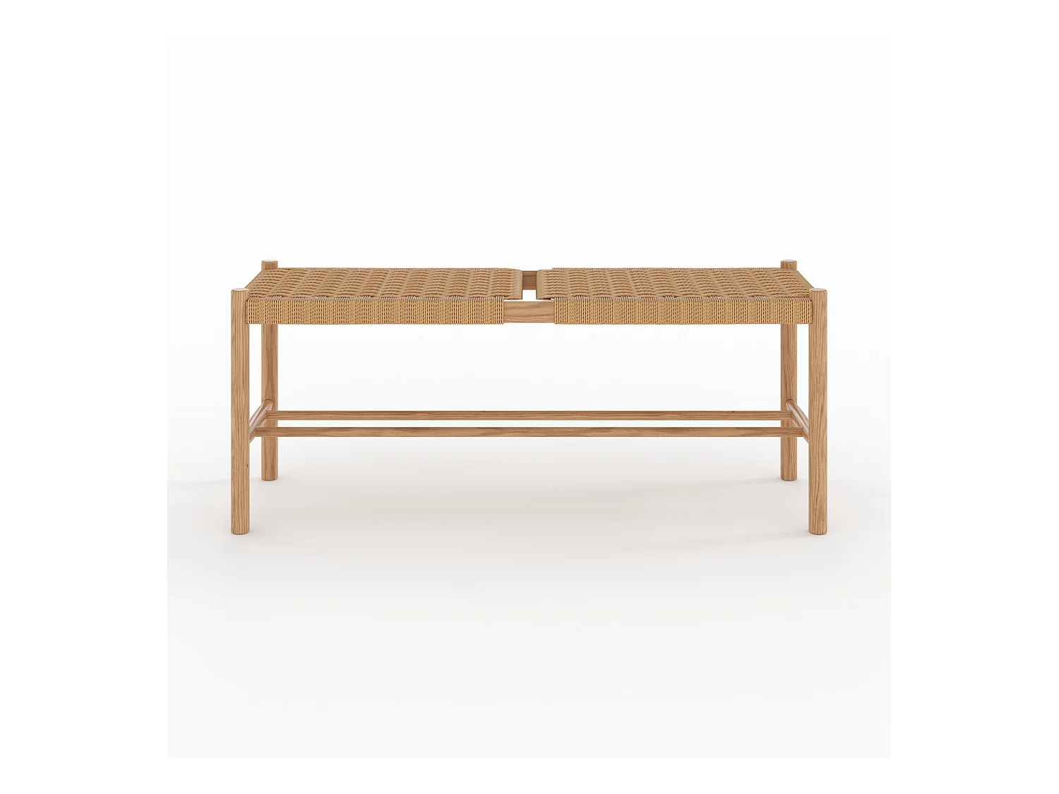 Banco de 2 plazas en roble macizo con trenzado - Kepler