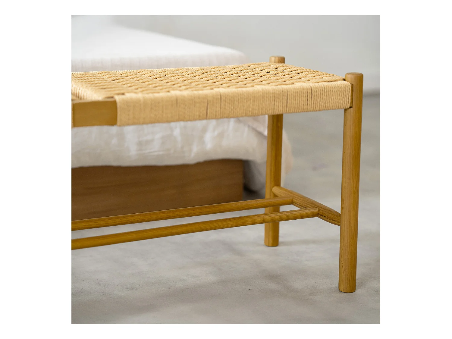 Banco de 2 plazas en roble macizo con trenzado - Kepler