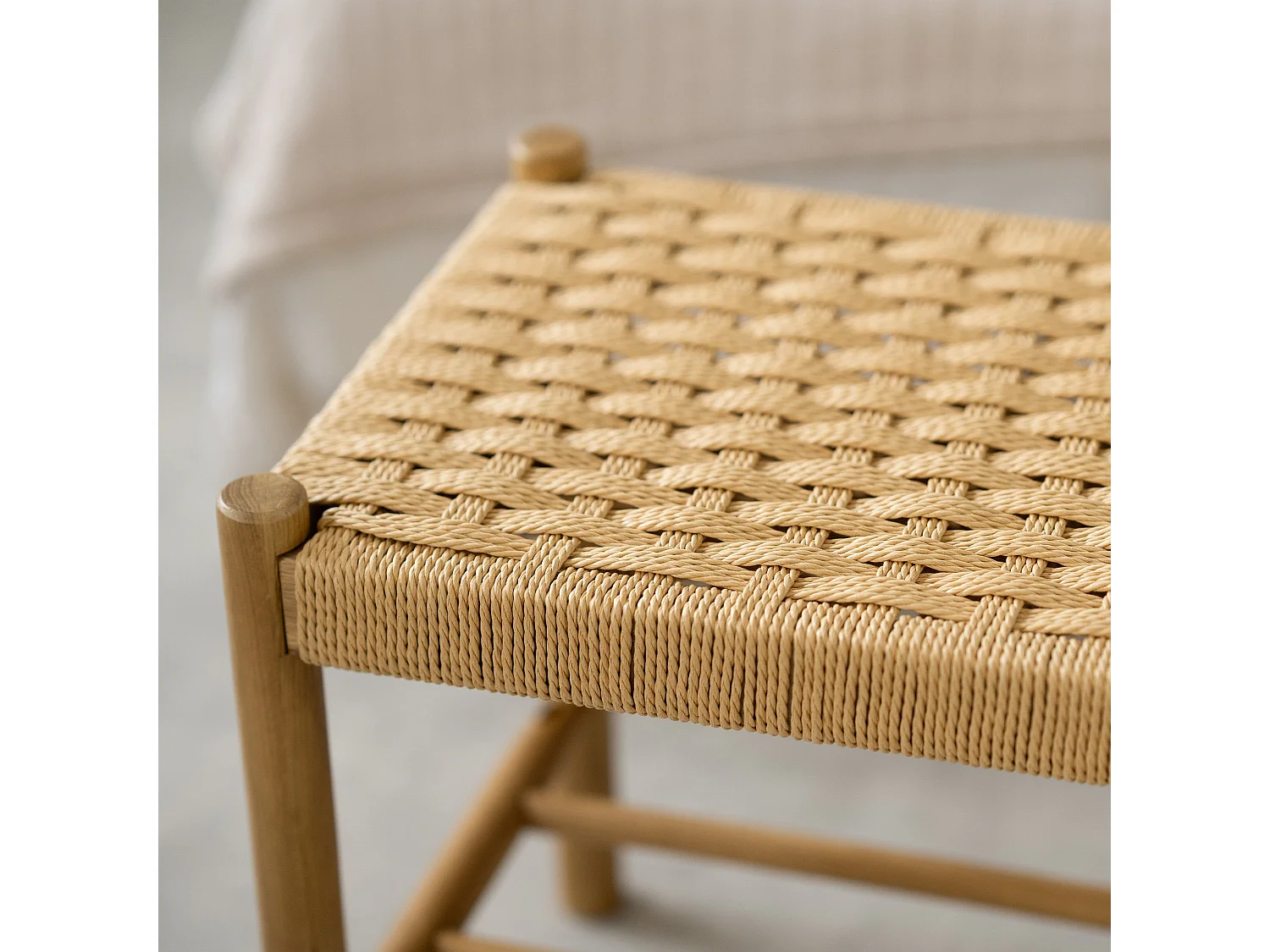 Panca a 2 posti in rovere massiccio con intreccio - Kepler