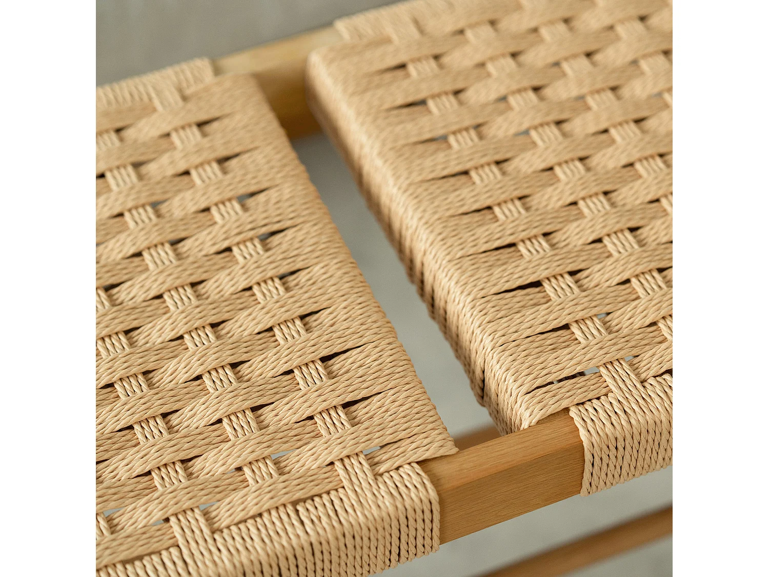 Panca a 2 posti in rovere massiccio con intreccio - Kepler