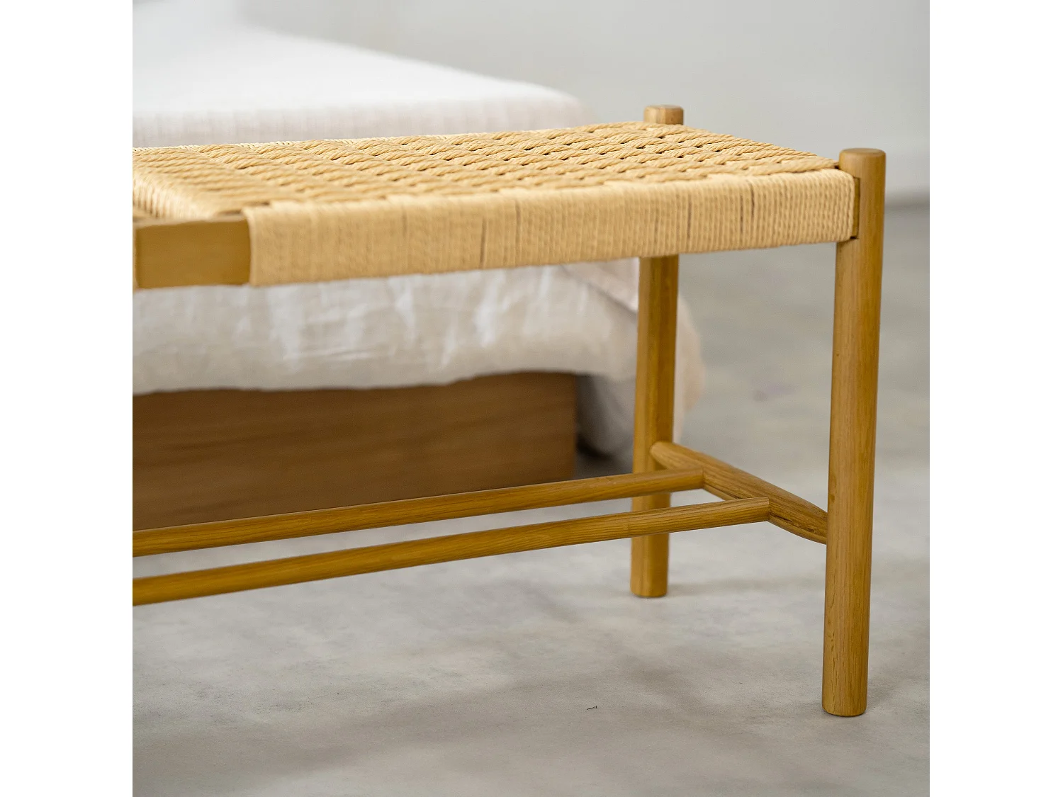 Panca a 2 posti in rovere massiccio con intreccio - Kepler