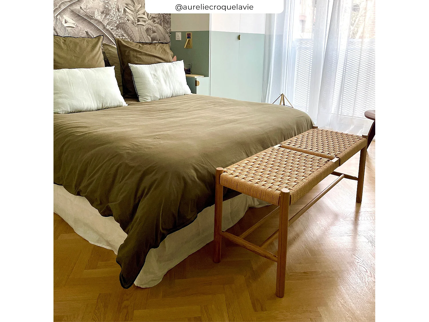 Panca a 2 posti in rovere massiccio con intreccio - Kepler