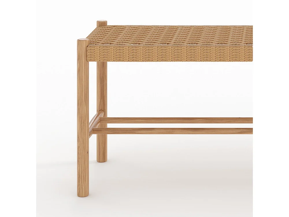 Panca a 2 posti in legno di quercia massiccia con intreccio - Kepler