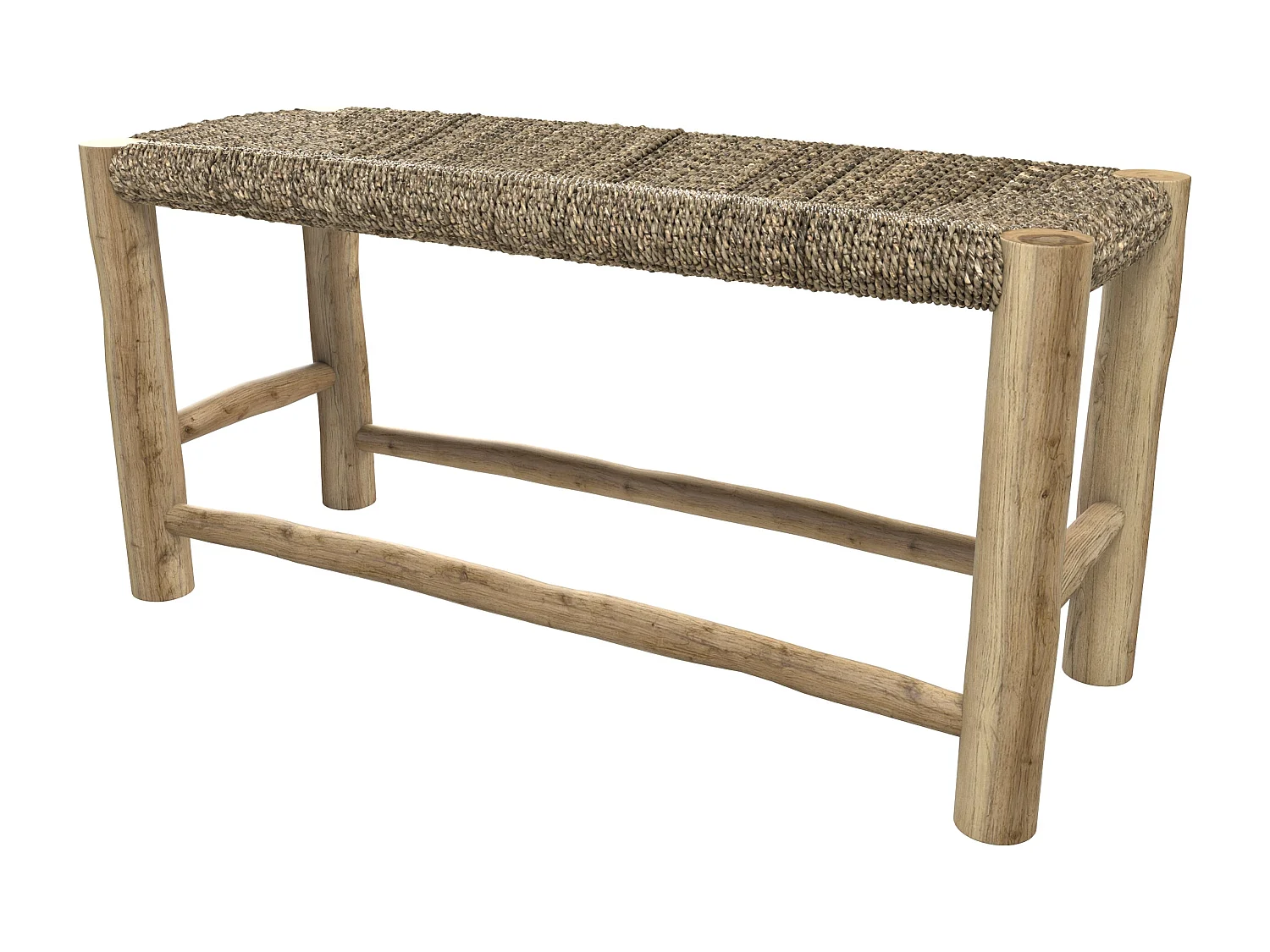 Banc 2 places 90 cm en jonc de mer et branche de teck - Jovan