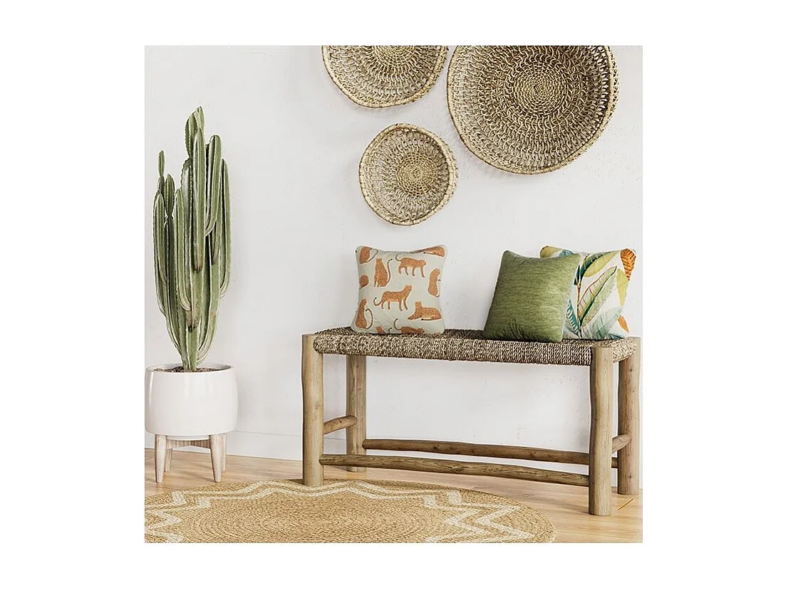Banc 2 places 90 cm en jonc de mer et branche de teck - Jovan