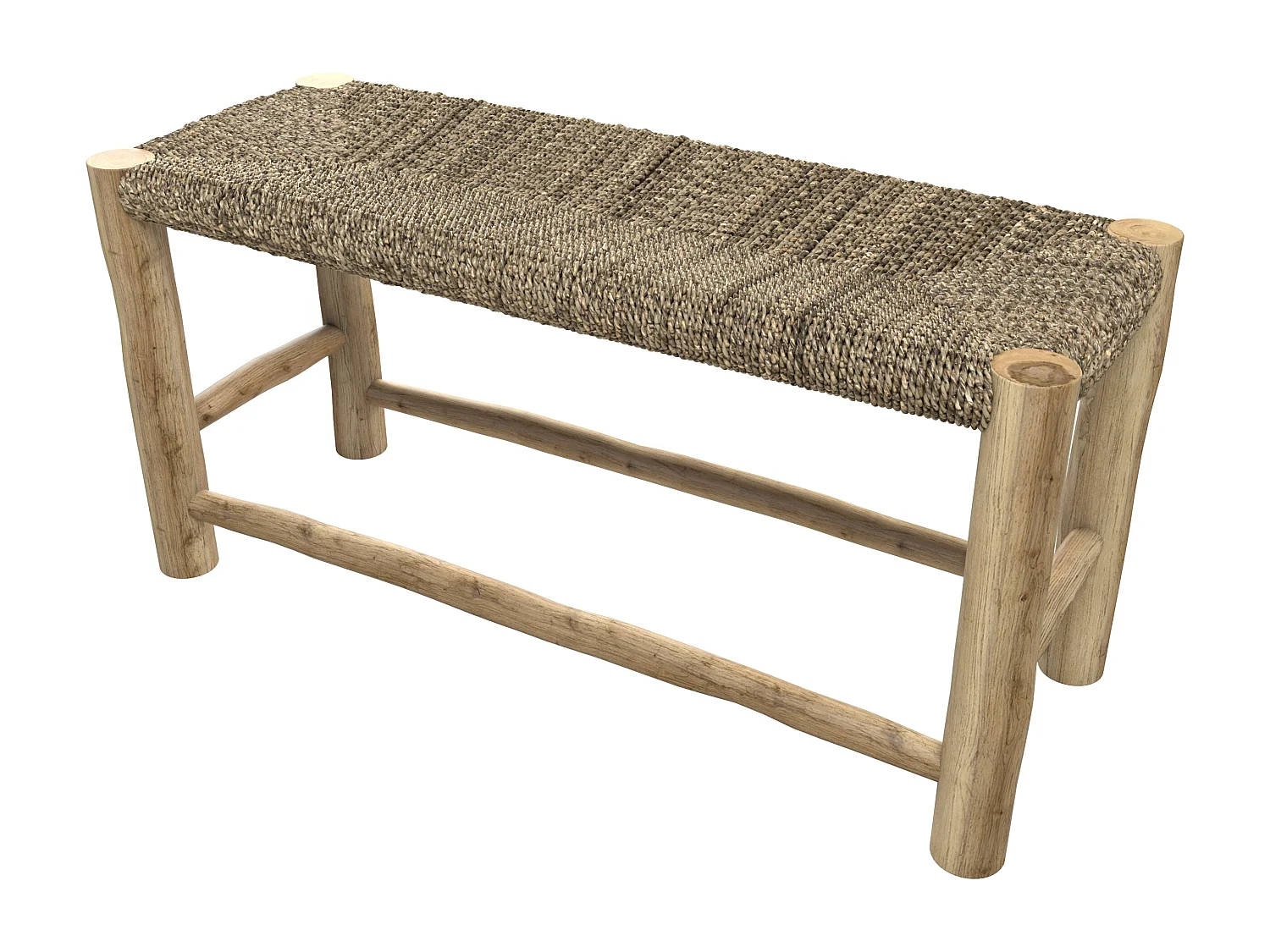 Banc 2 places 90 cm en jonc de mer et branche de teck - Jovan