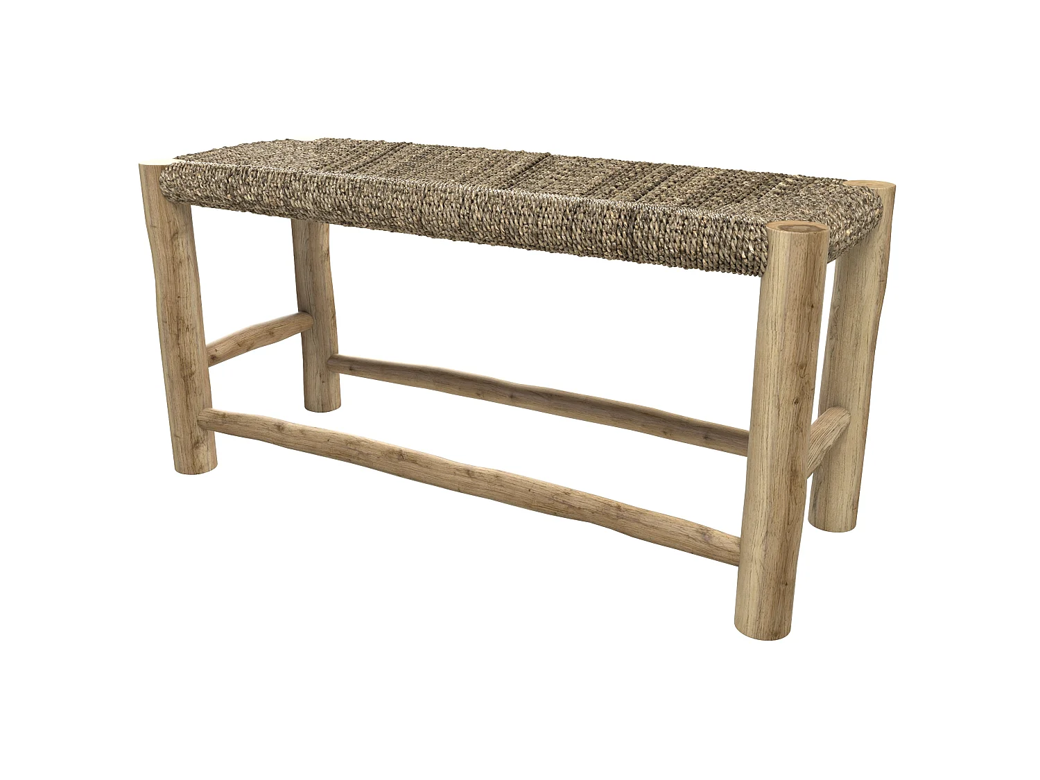 Panchina a 2 posti 90 cm in giunco marino e ramo di teak - Jovan