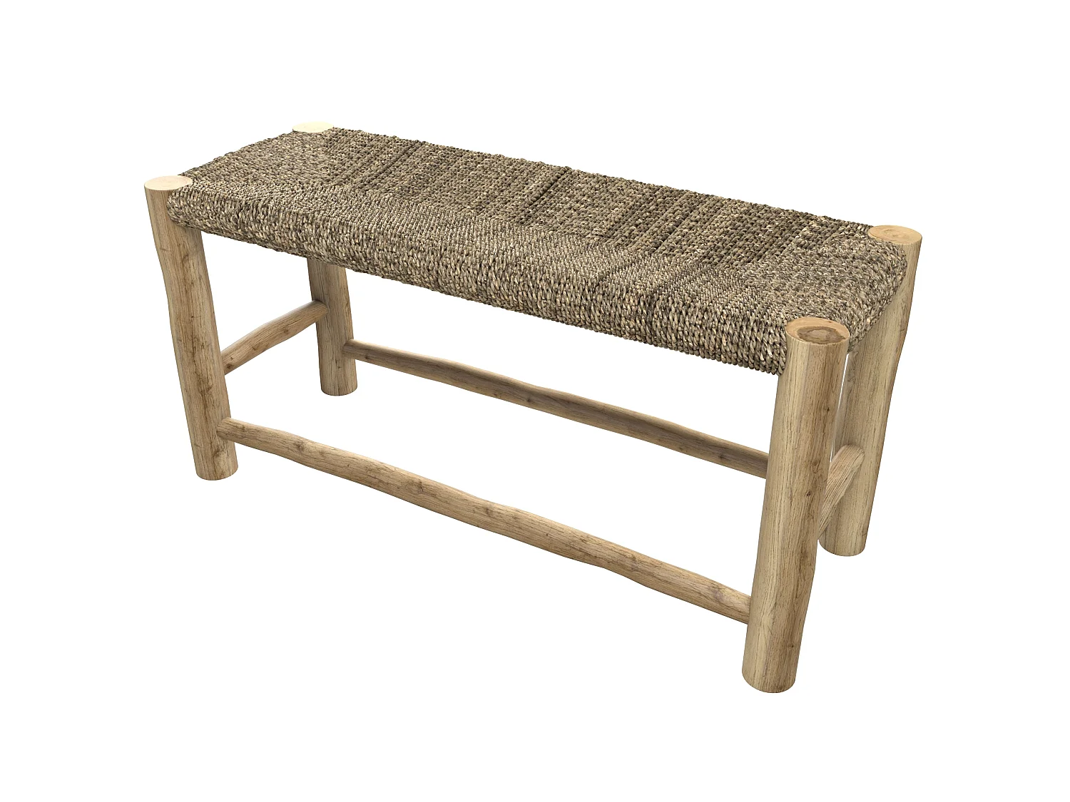 Panchina a 2 posti 90 cm in giunco marino e ramo di teak - Jovan