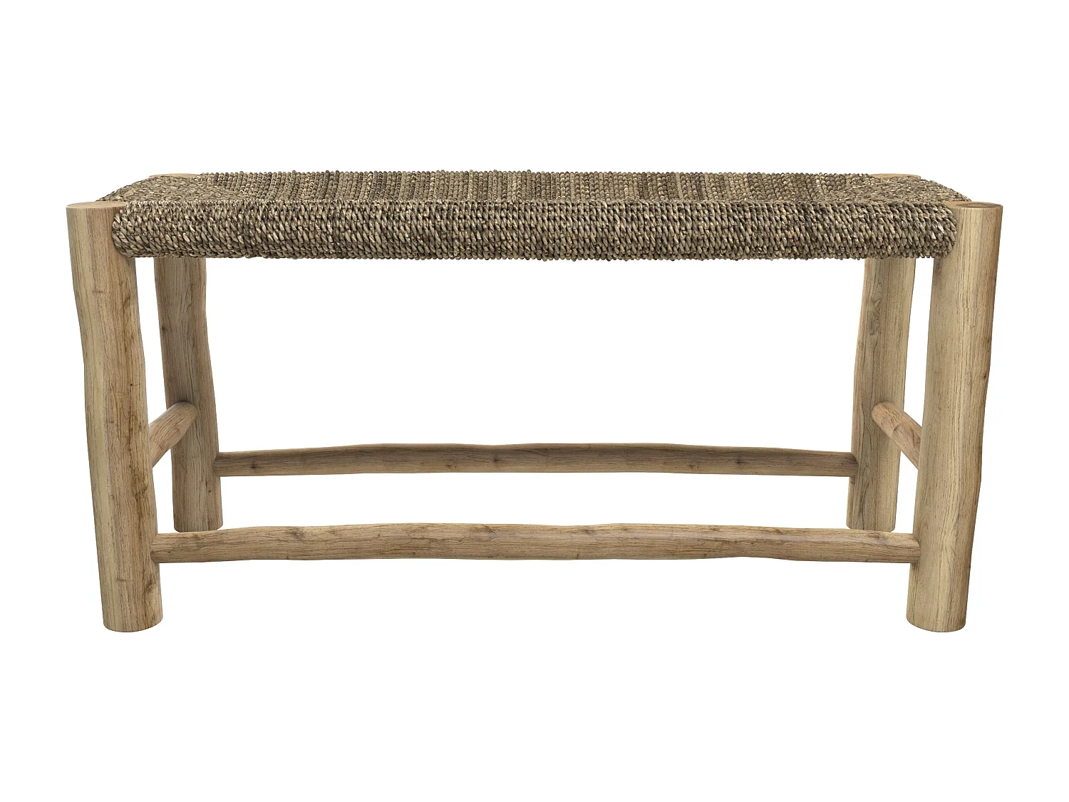 Panchina a 2 posti 90 cm in giunco marino e ramo di teak - Jovan