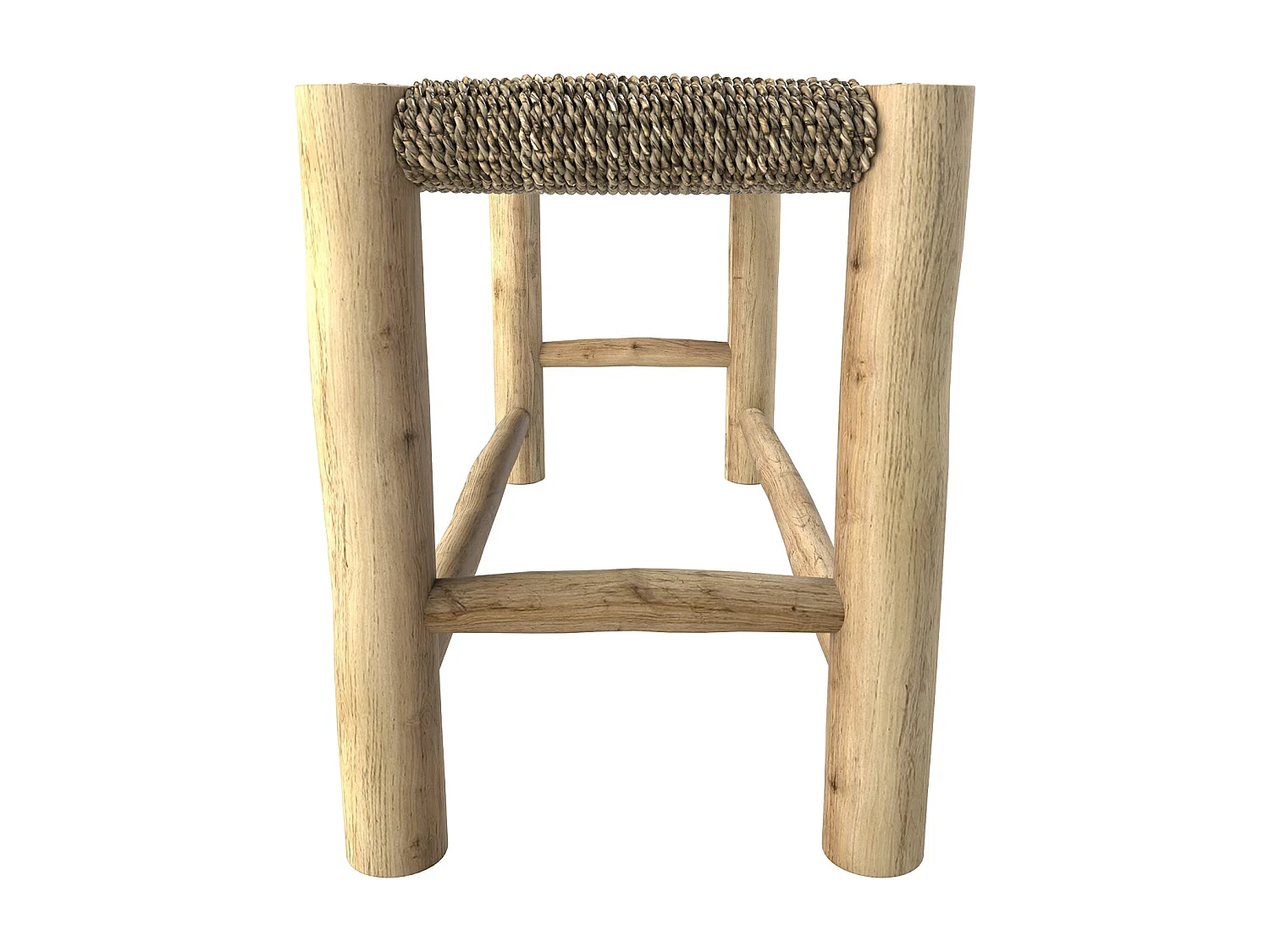 Panchina a 2 posti 90 cm in giunco marino e ramo di teak - Jovan