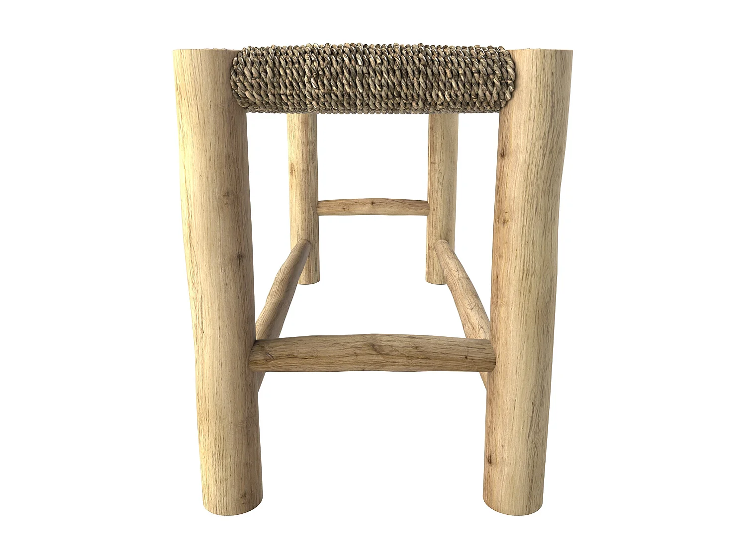 Panchina a 2 posti 90 cm in giunco marino e ramo di teak - Jovan