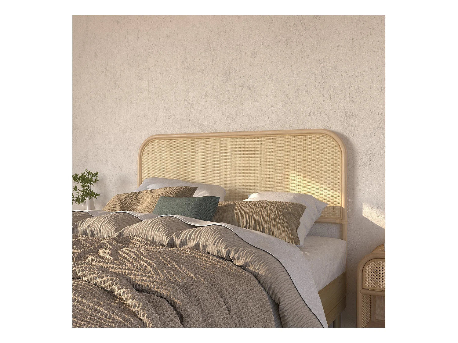 Testata da letto 160 cm in rattan naturale - Néora