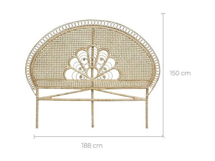 Testata da letto 160 cm in rattan naturale - Gabriella