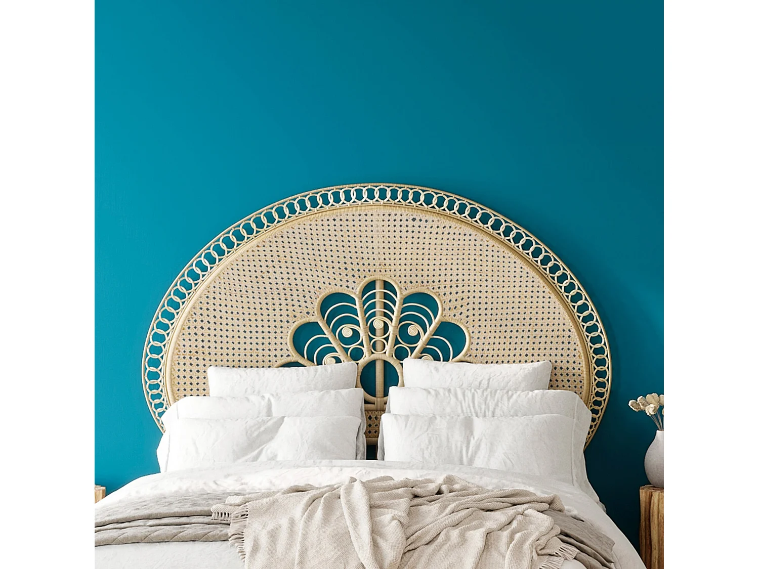 Cabecero de 140 cm en ratán natural - Gabriella