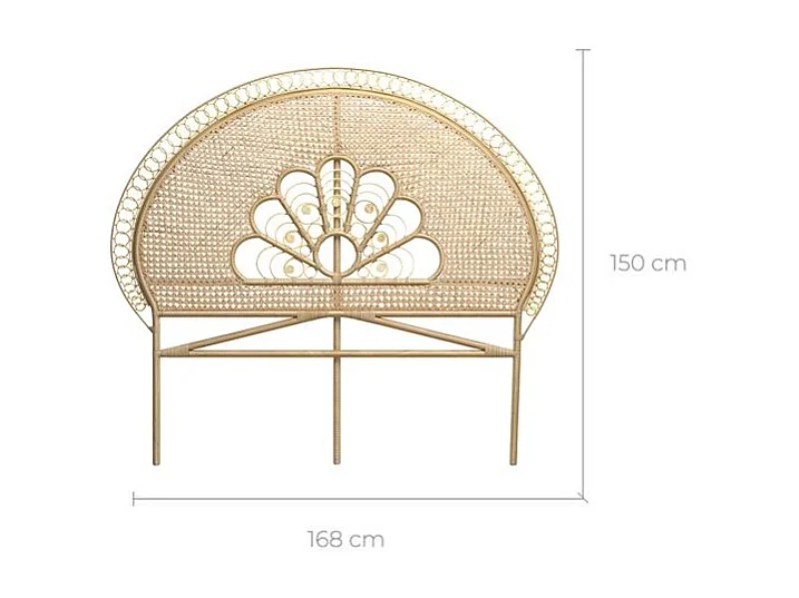 Cabecero de 140 cm en ratán natural - Gabriella