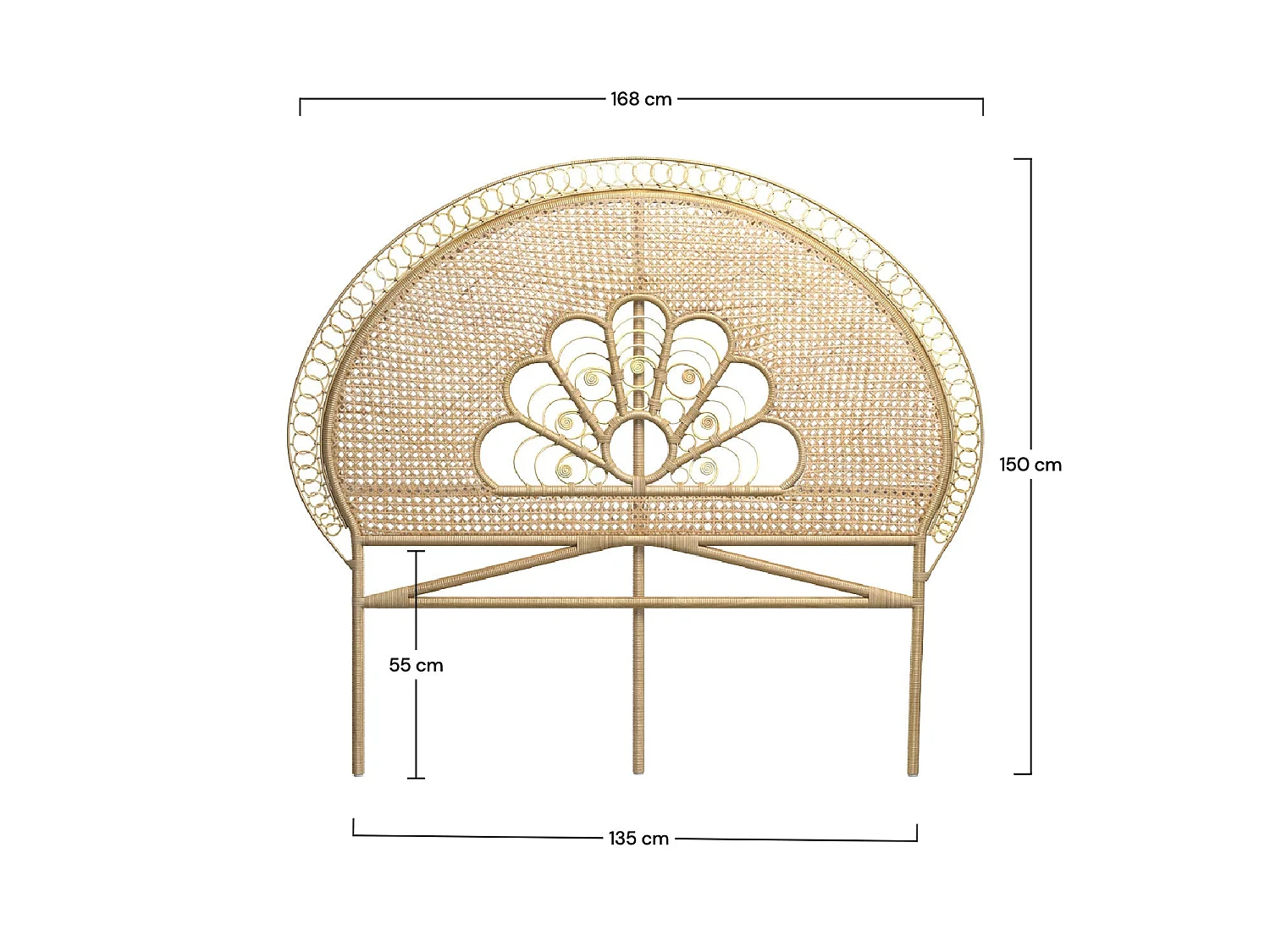 Kopfteil 140 cm aus natürlichem Rattan - Gabriella