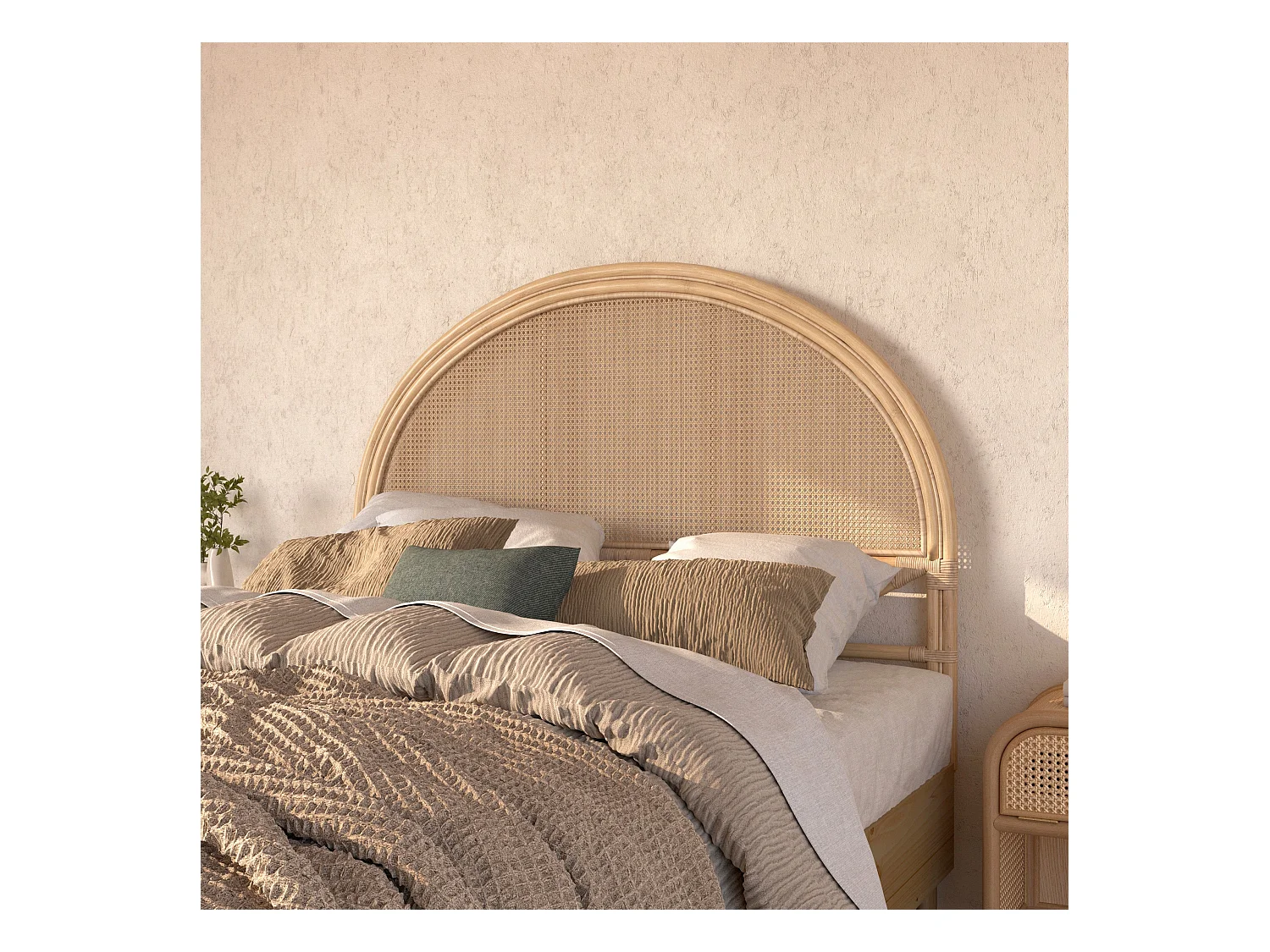 Testata da letto 160 cm in rattan naturale - Grace