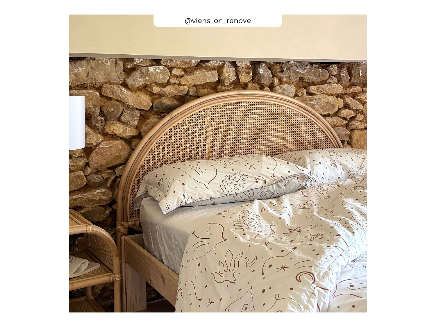 Testata da letto 160 cm in rattan naturale - Grace